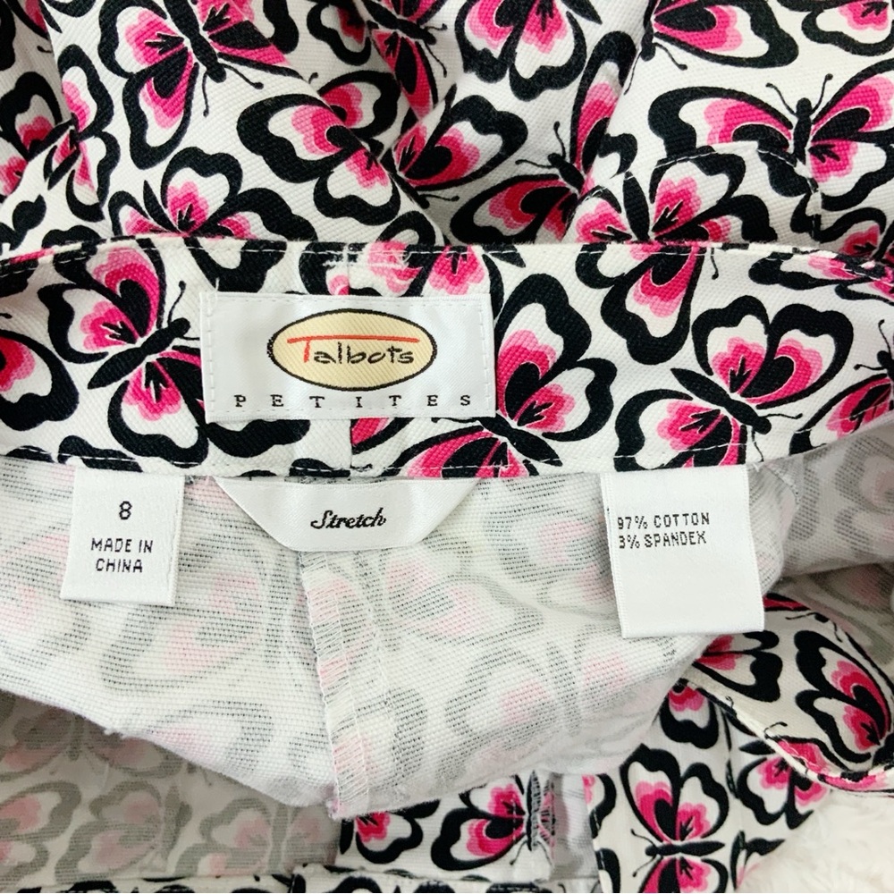 Vintage Talbots Pink Butterfly Pattern Capri Pants Size 8 Whimsical Cottagecore - Picture 11 of 13